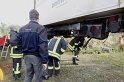 LKW faehrt in den Rhein Langel Hitdorf Faehre P557